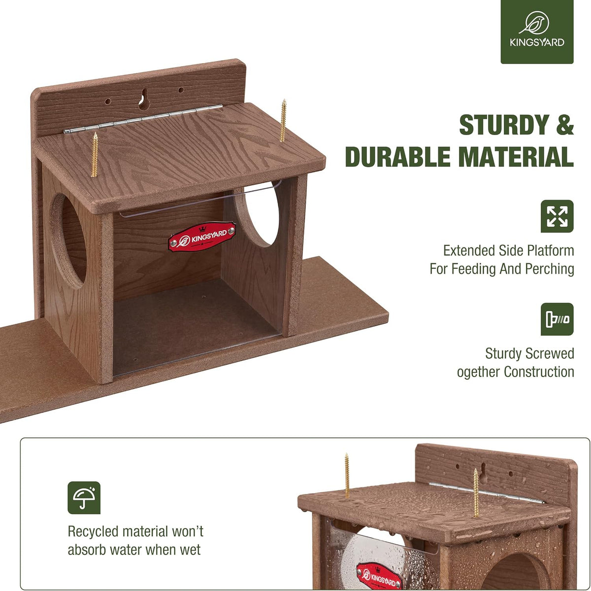 kingsyard squirrel feeder box for outside, recycled plastic, close-up detail