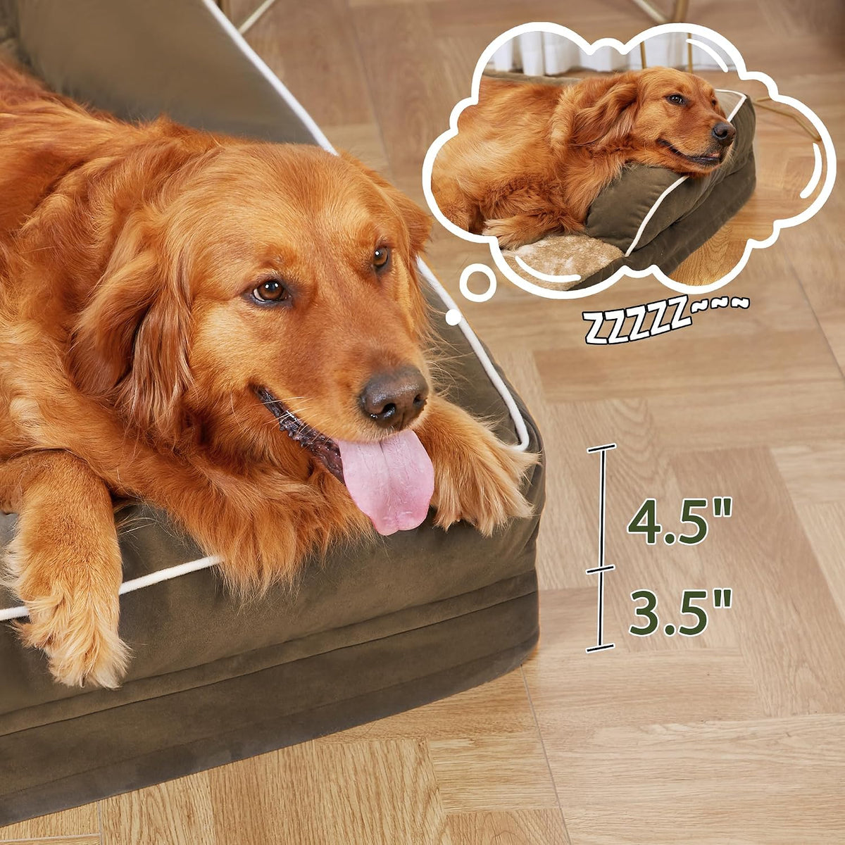 orthopedic washable dog bed for large dogs, 36x27in on a desk or shelf