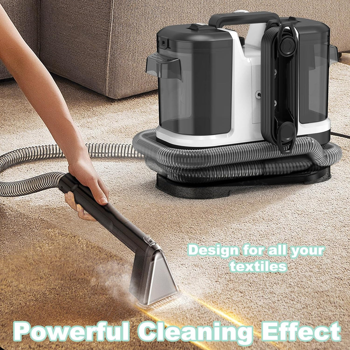 portable carpet & upholstery cleaner, deep cleaning for, close-up detail