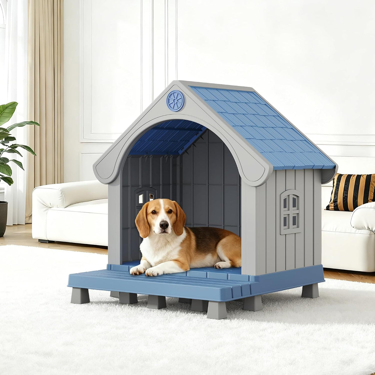 bifanuo dog house outdoor weatherproof with porch for showing dimensions