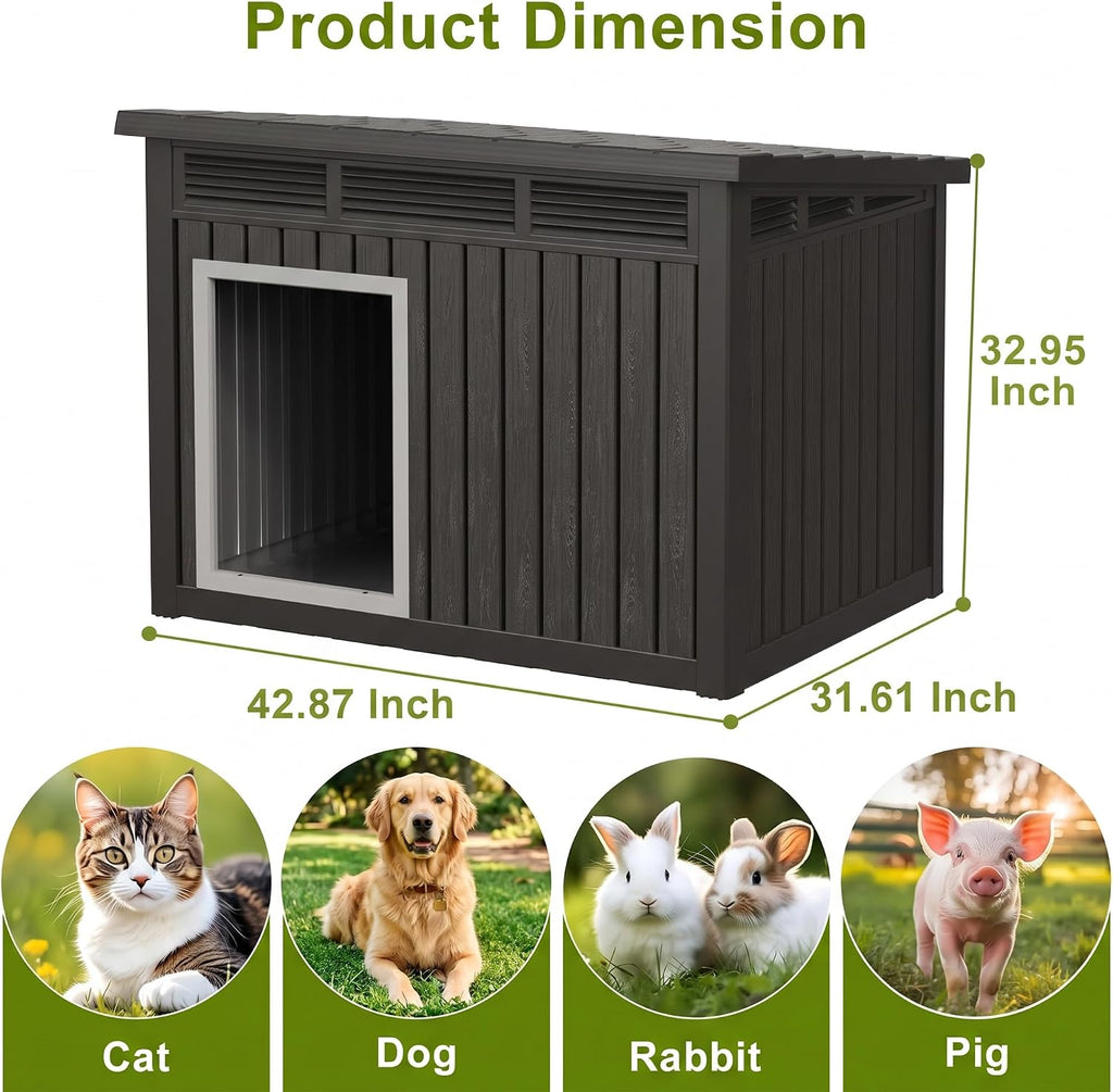 rojik dog house outdoor for large dogs, black shown in use
