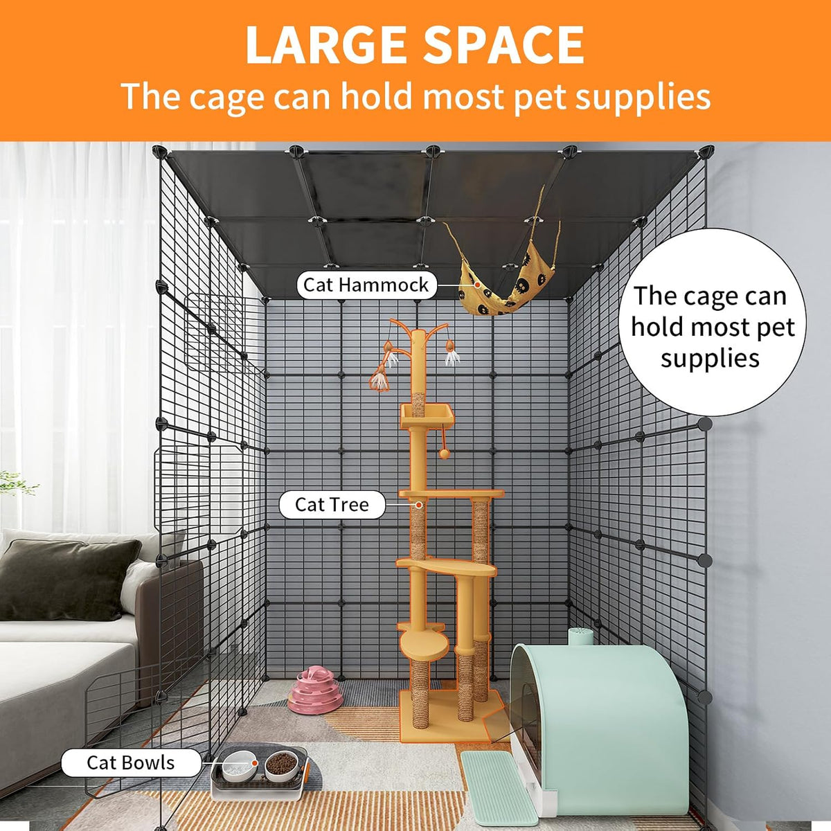 oneluck 5-tier 69 inch large cat cages diy, close-up detail