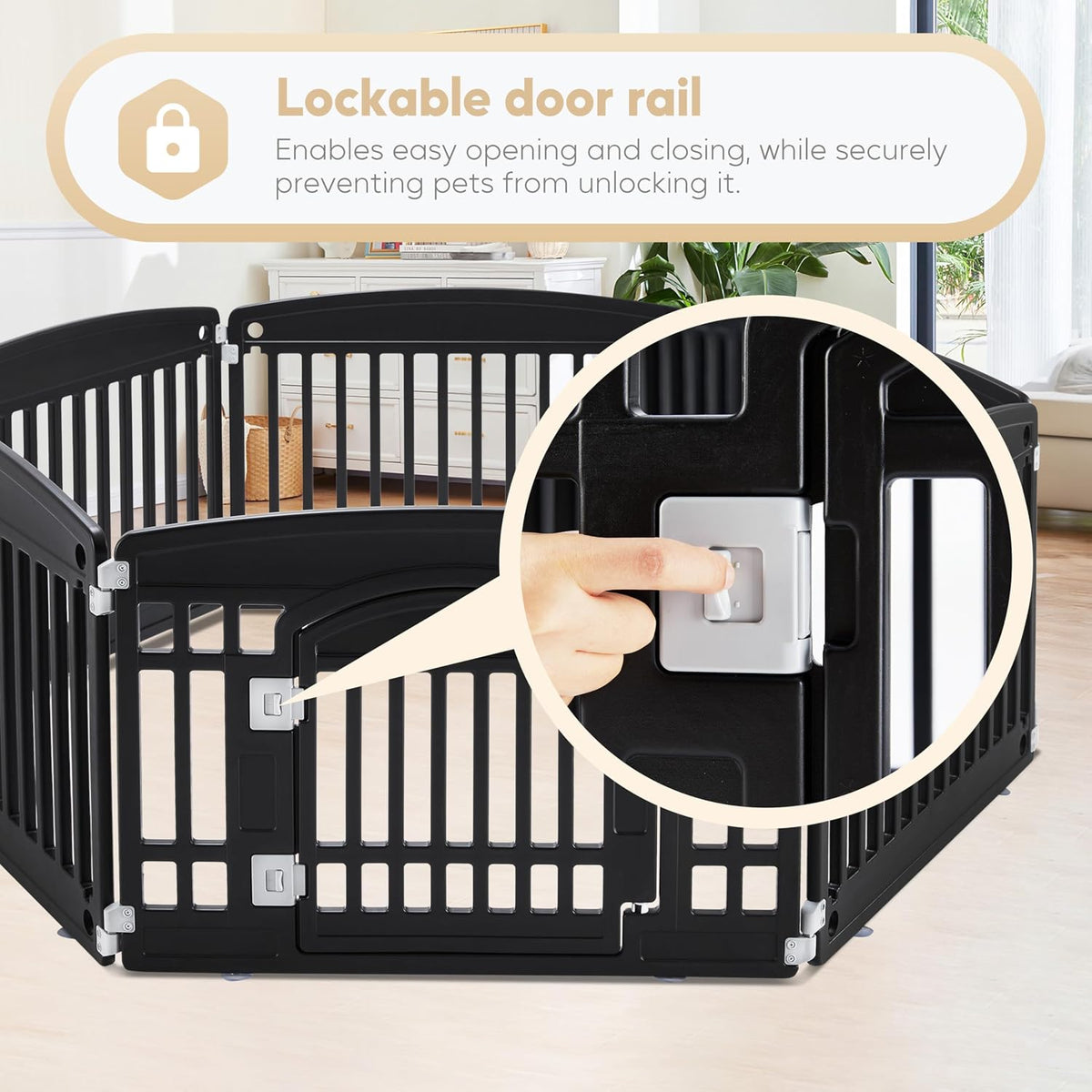 simple deluxe plastic dog playpen, 24" exercise 6-panel showing dimensions