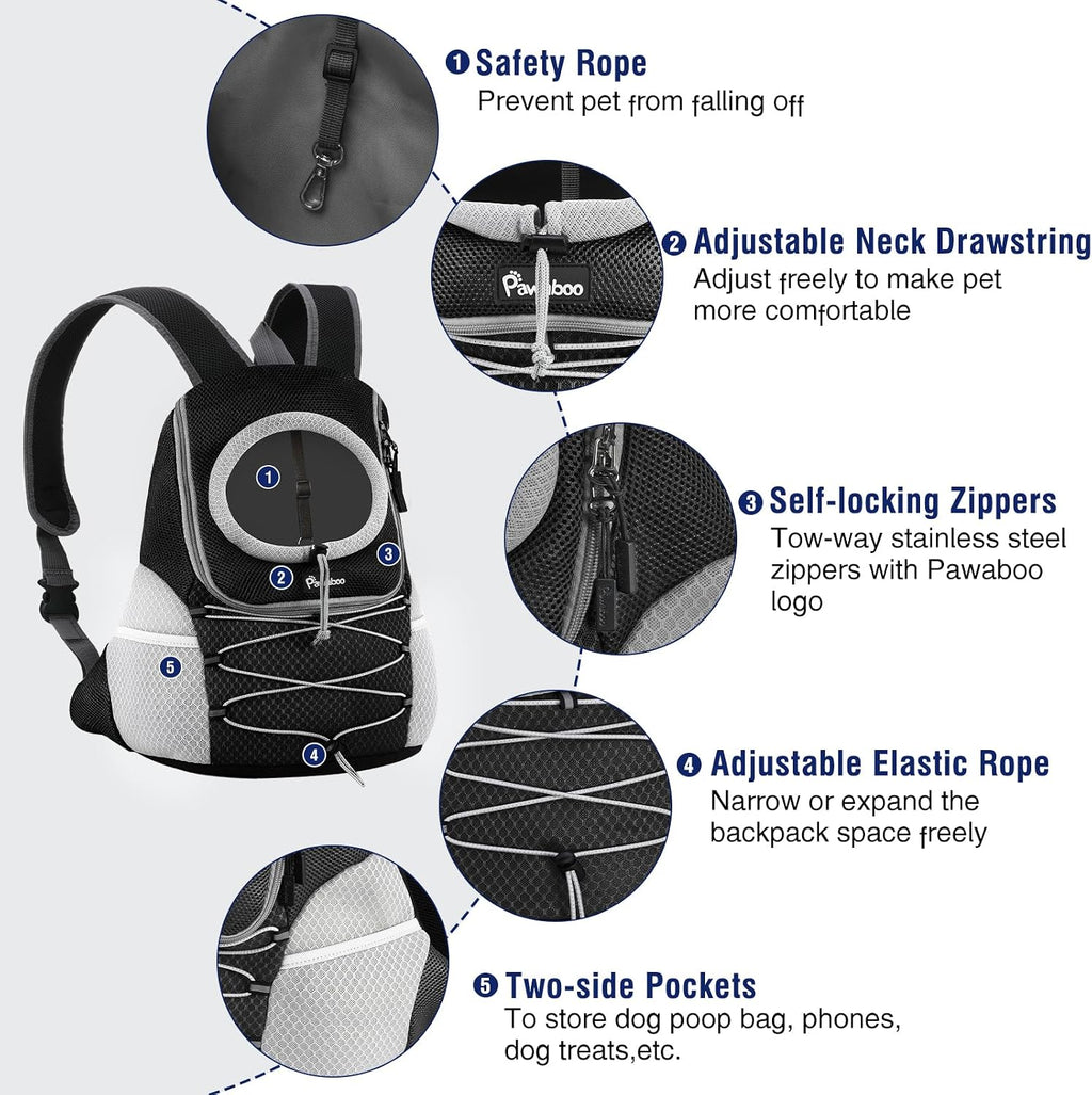 pawaboo pet dog front carrier backpack,ventilated mesh puppy, package contents