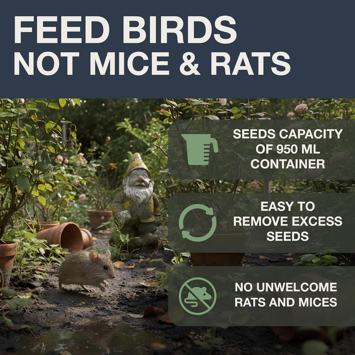 swissinno squirrel proof bird feeder with solid metal shown in use