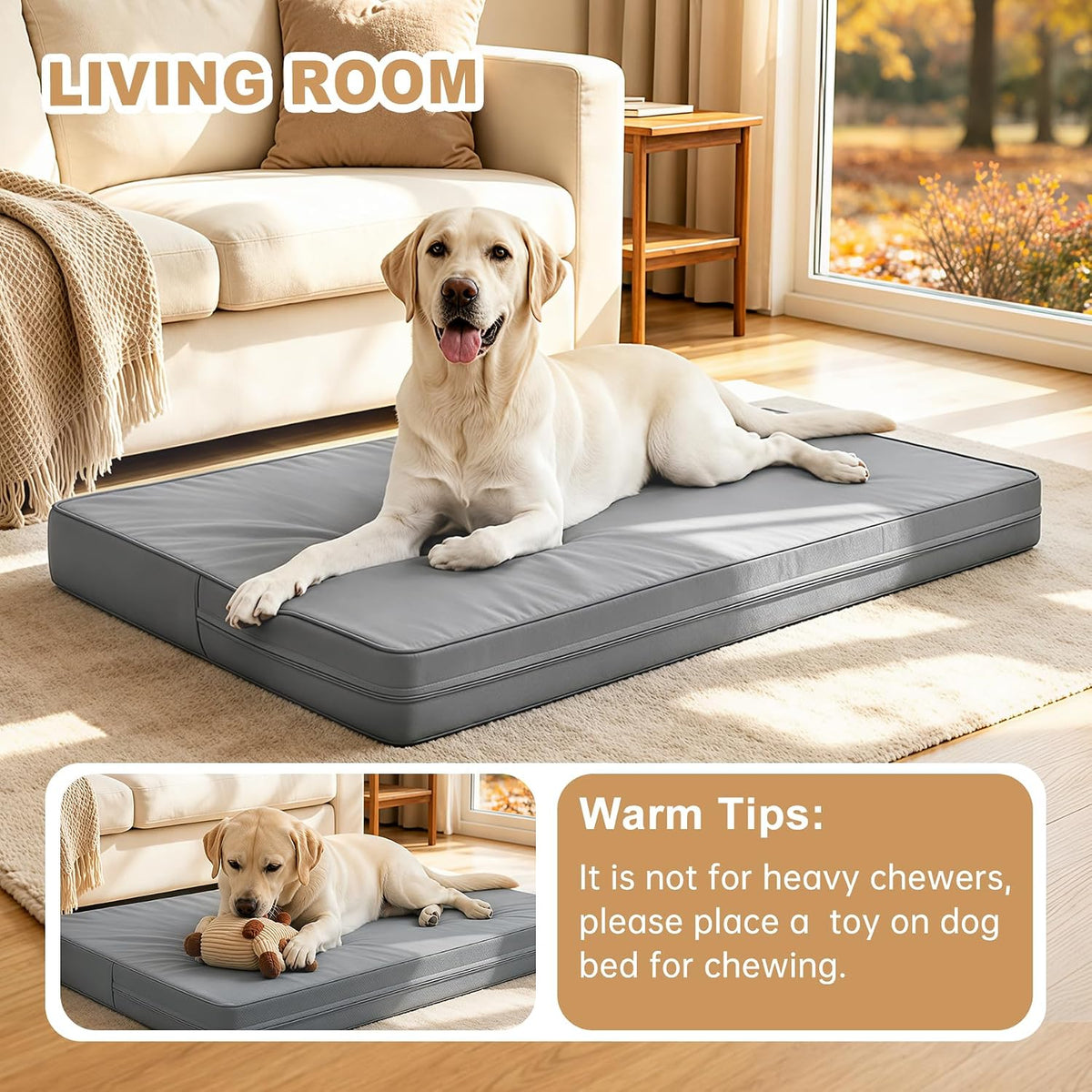 waterproof xl dog bed outdoor large crate pad showing dimensions