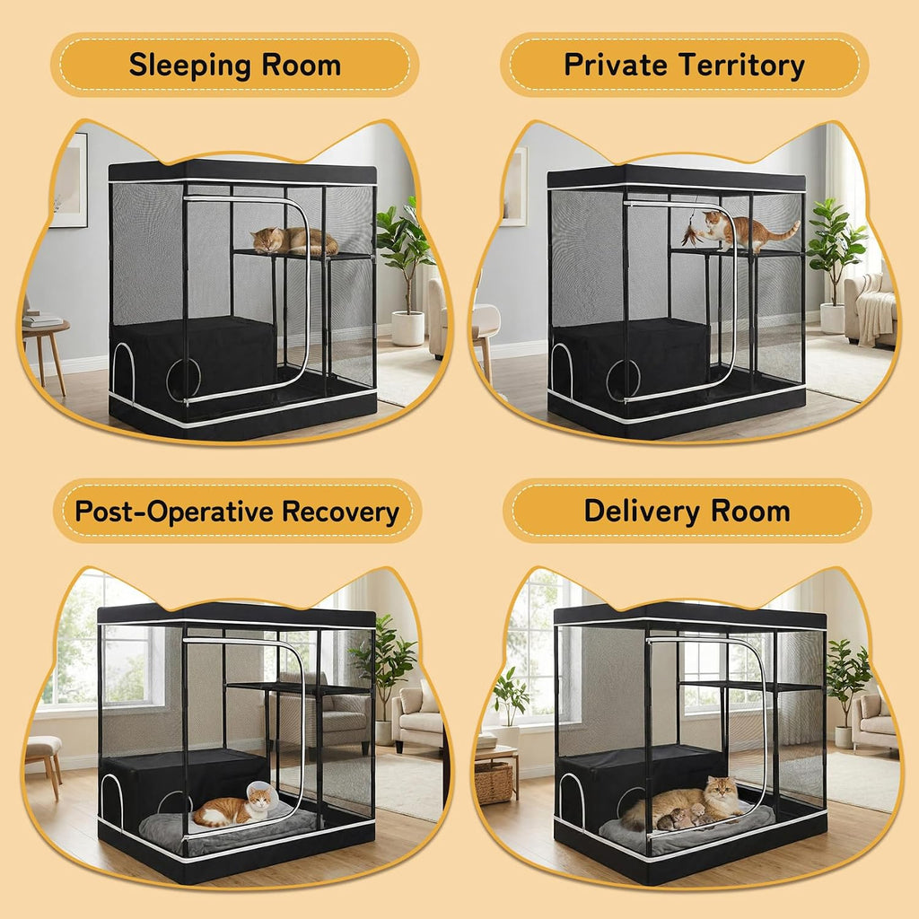 spacious catio indoor outdoor cat enclosure, multi‑level cat, package contents