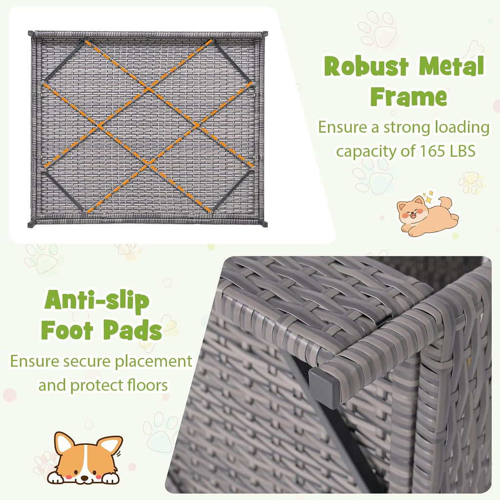 giantex outdoor wicker dog house with roof canopy on a desk or shelf