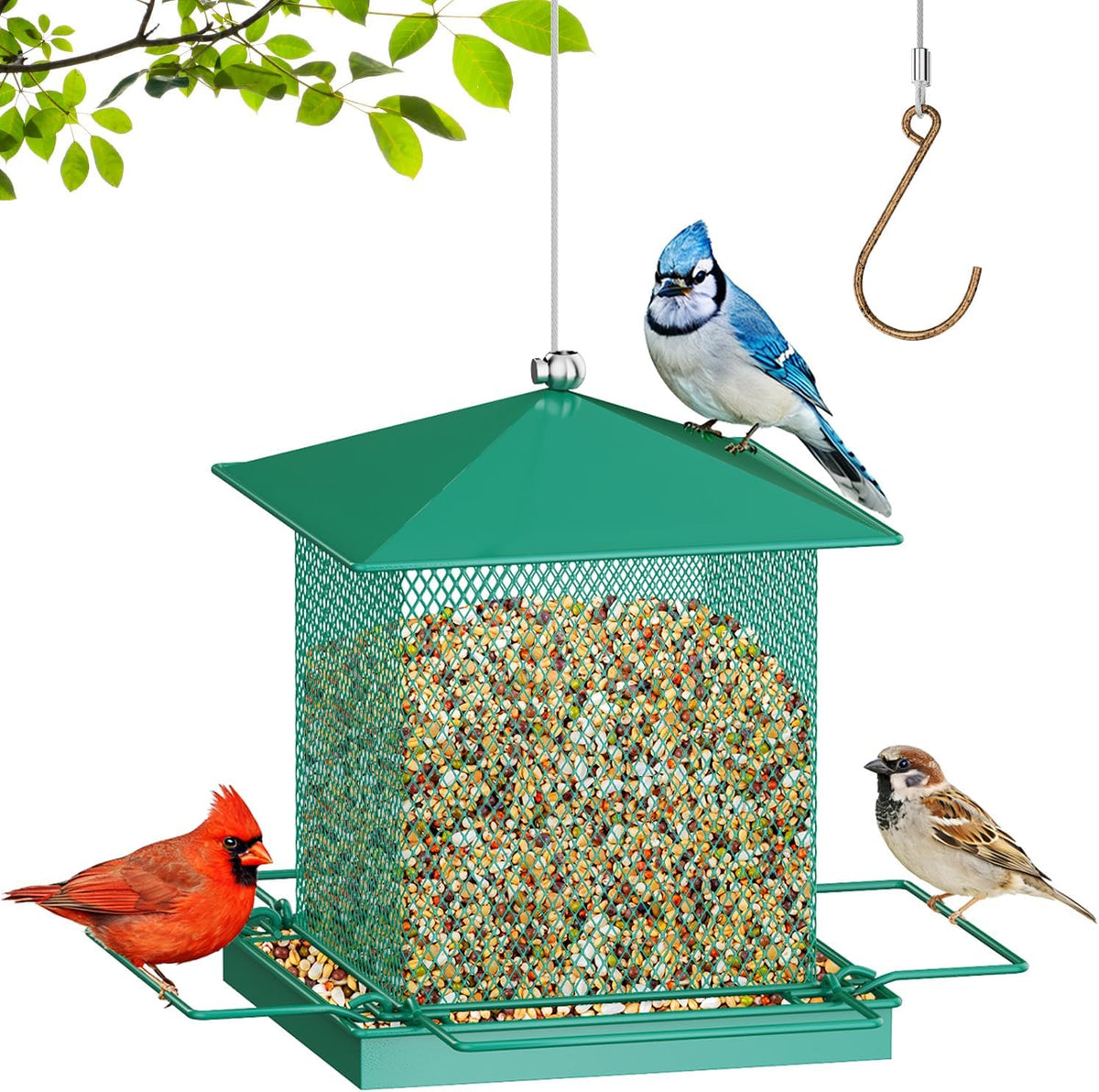 hosun 100% metal hanging wild bird feeder, bird, main product view