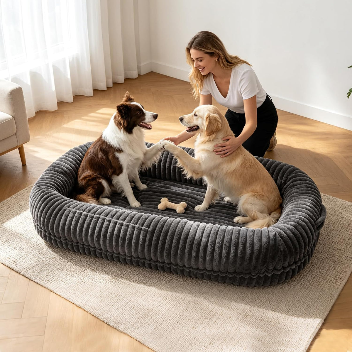 human dog bed for adult,large human size dog shown in use