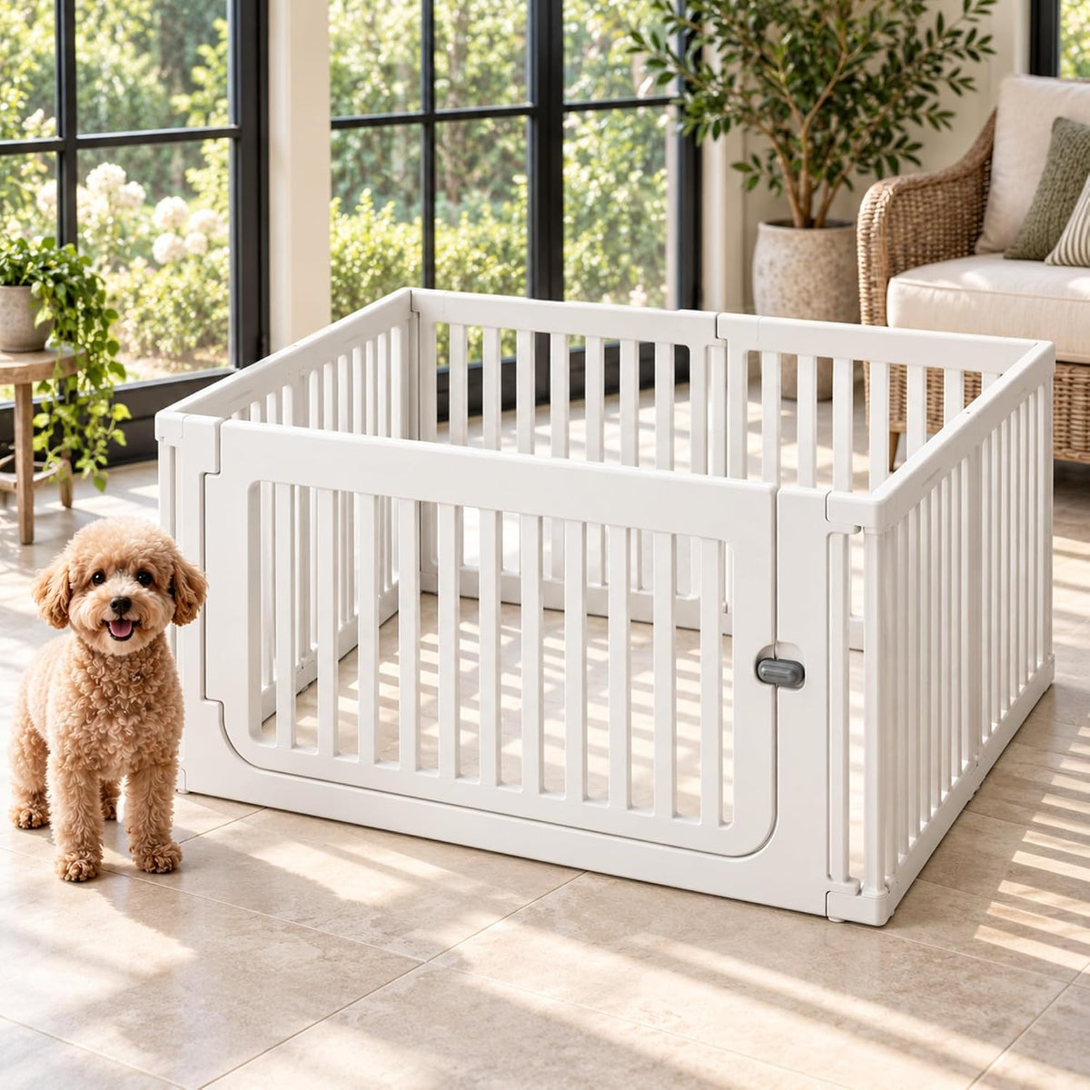 24" plastic dog playpen, 7-panel lightweight pet play, main product view
