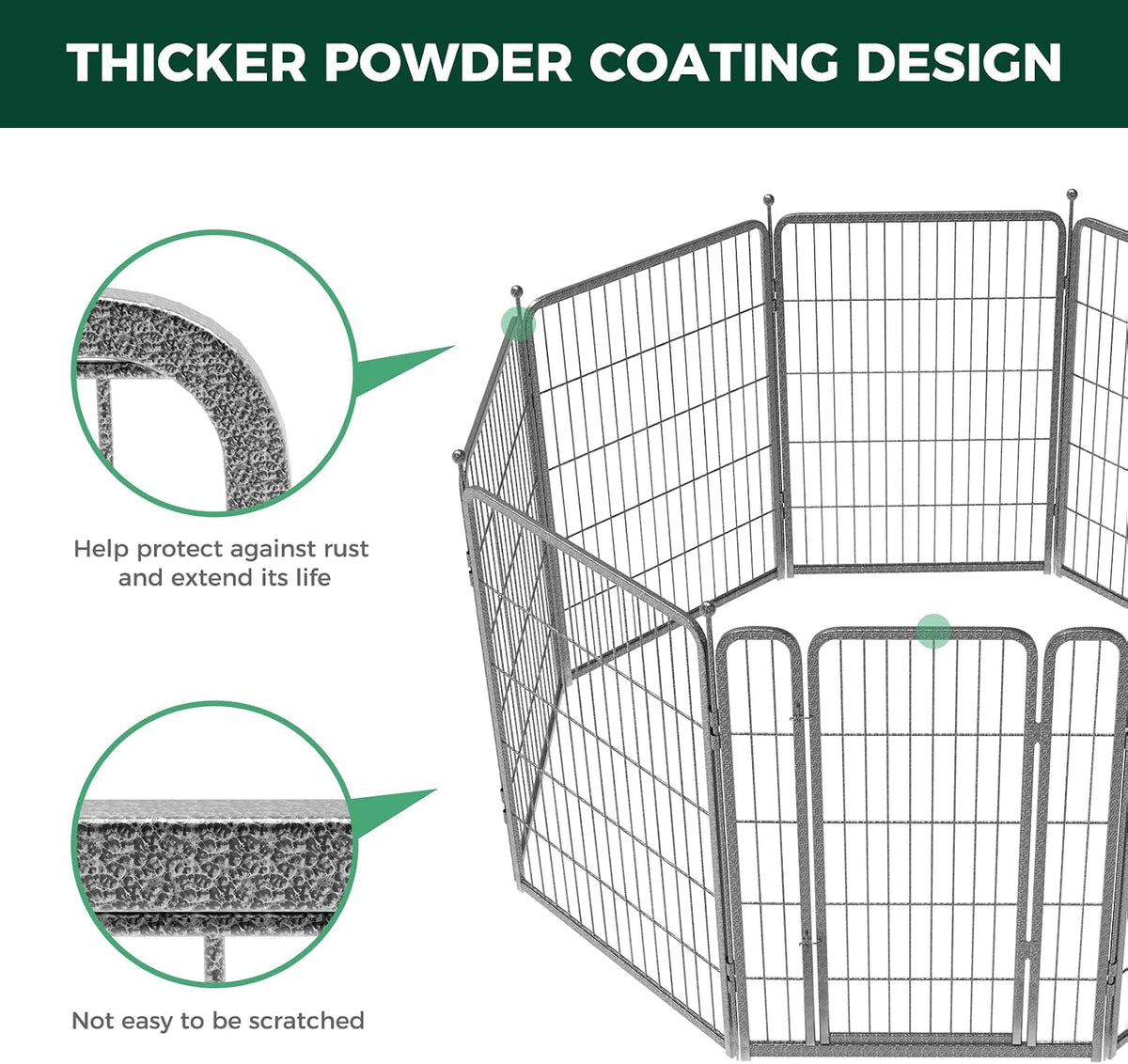 fxw aster dog playpen designed for yard, 40" showing dimensions