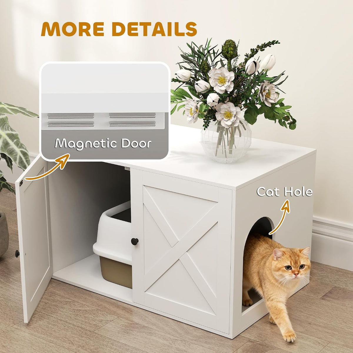 pawhut cat litter box enclosure, hidden litter box showing dimensions