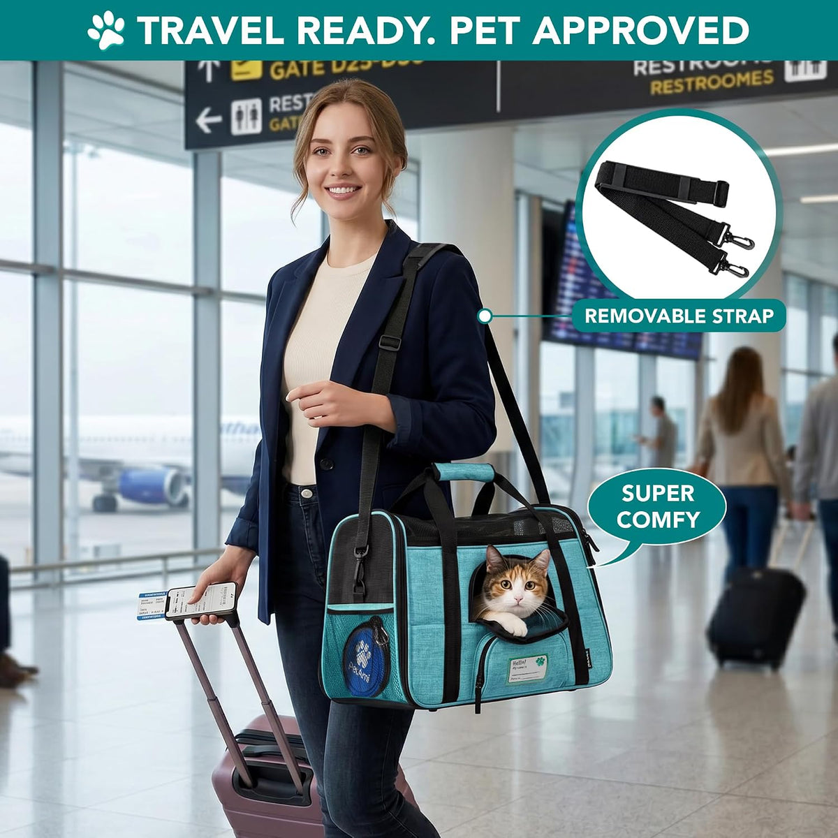 petami airline approved pet carrier for cats small showing dimensions
