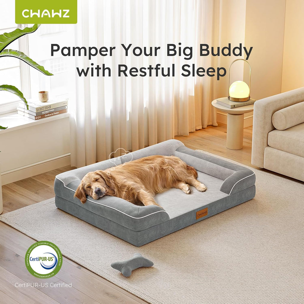 cwawz extra large dog bed, orthopedic dog bed showing dimensions