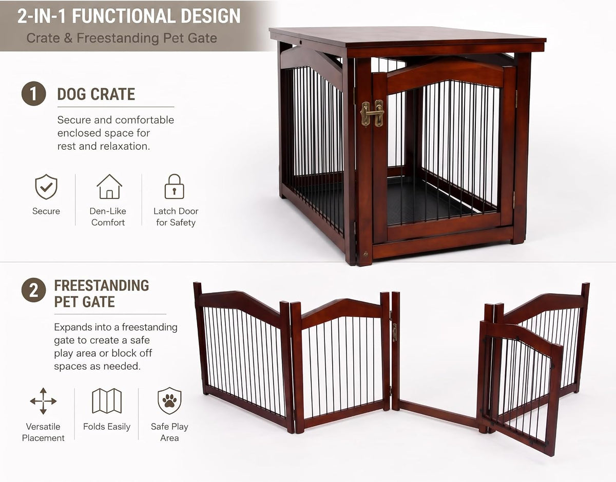 merry pet 2-in-1 configurable pet crate and gate, side view