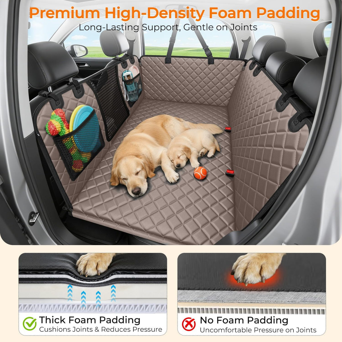 urpower back seat extender for dogs, large hard, side view
