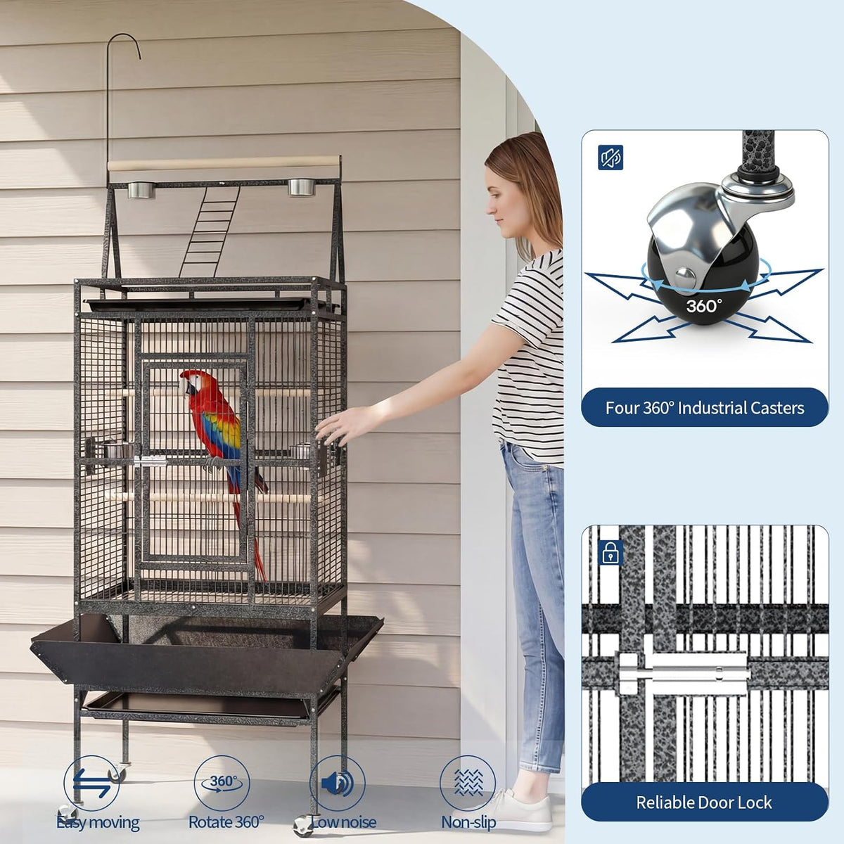 garveehome 82" h large bird cage, bird cage, side view