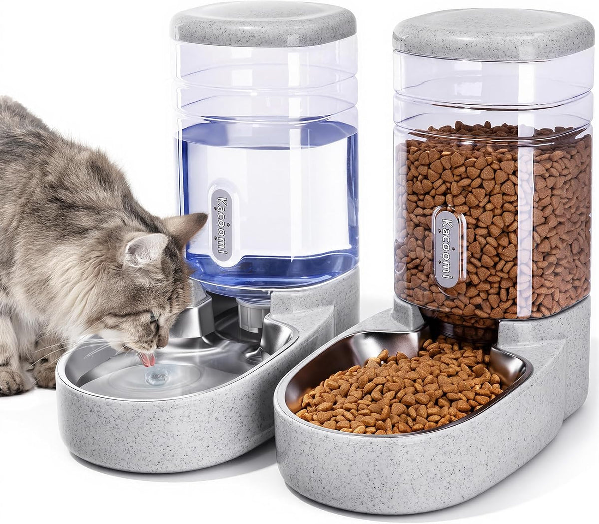 automatic cat feeder and water dispenser with stainless, main product view