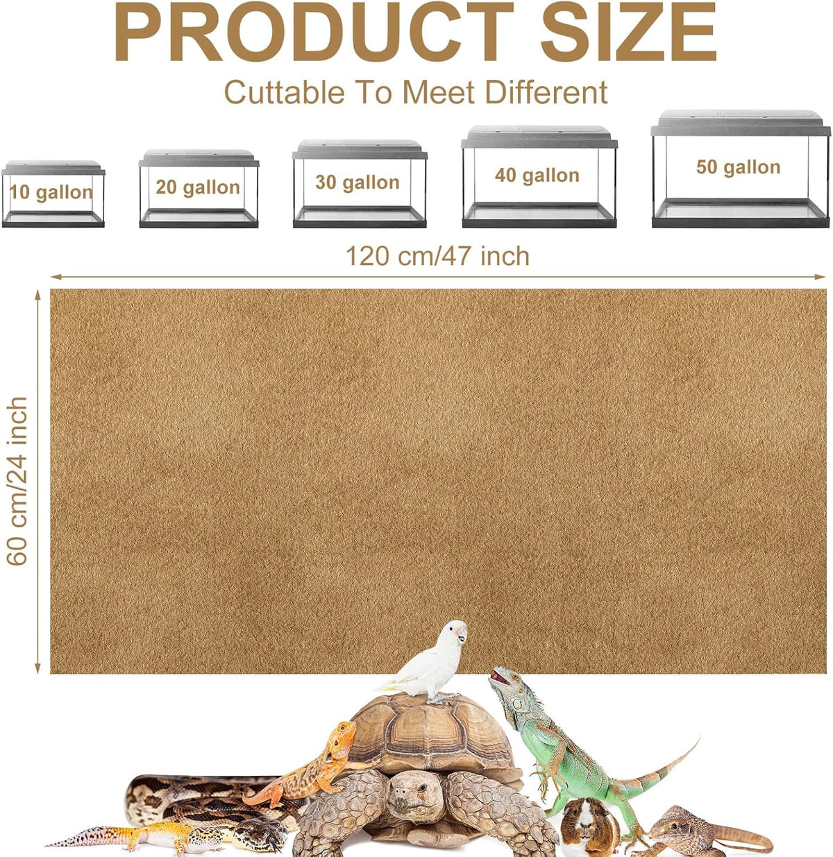 haull 4 pcs reptile carpet terrarium floor mat shown in use