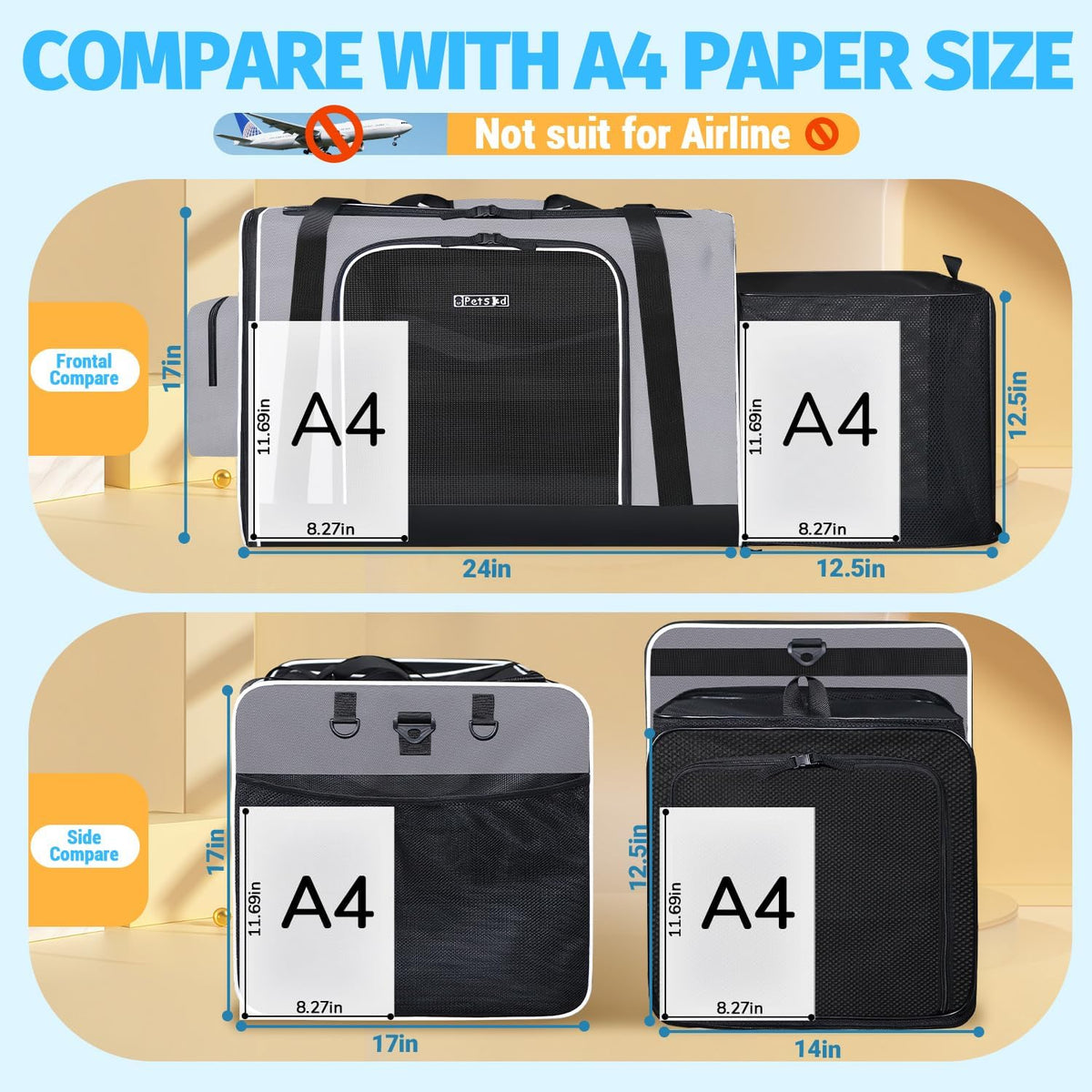 petskd side expandable extra large cat carrier with, side view
