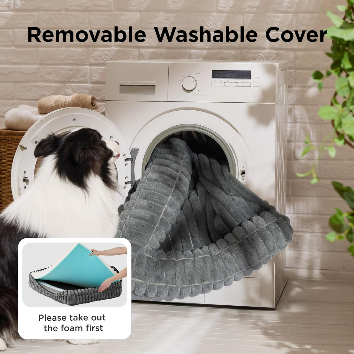 bedsure comfyfleece® memory foam orthopedic dog bed medium, front angle view