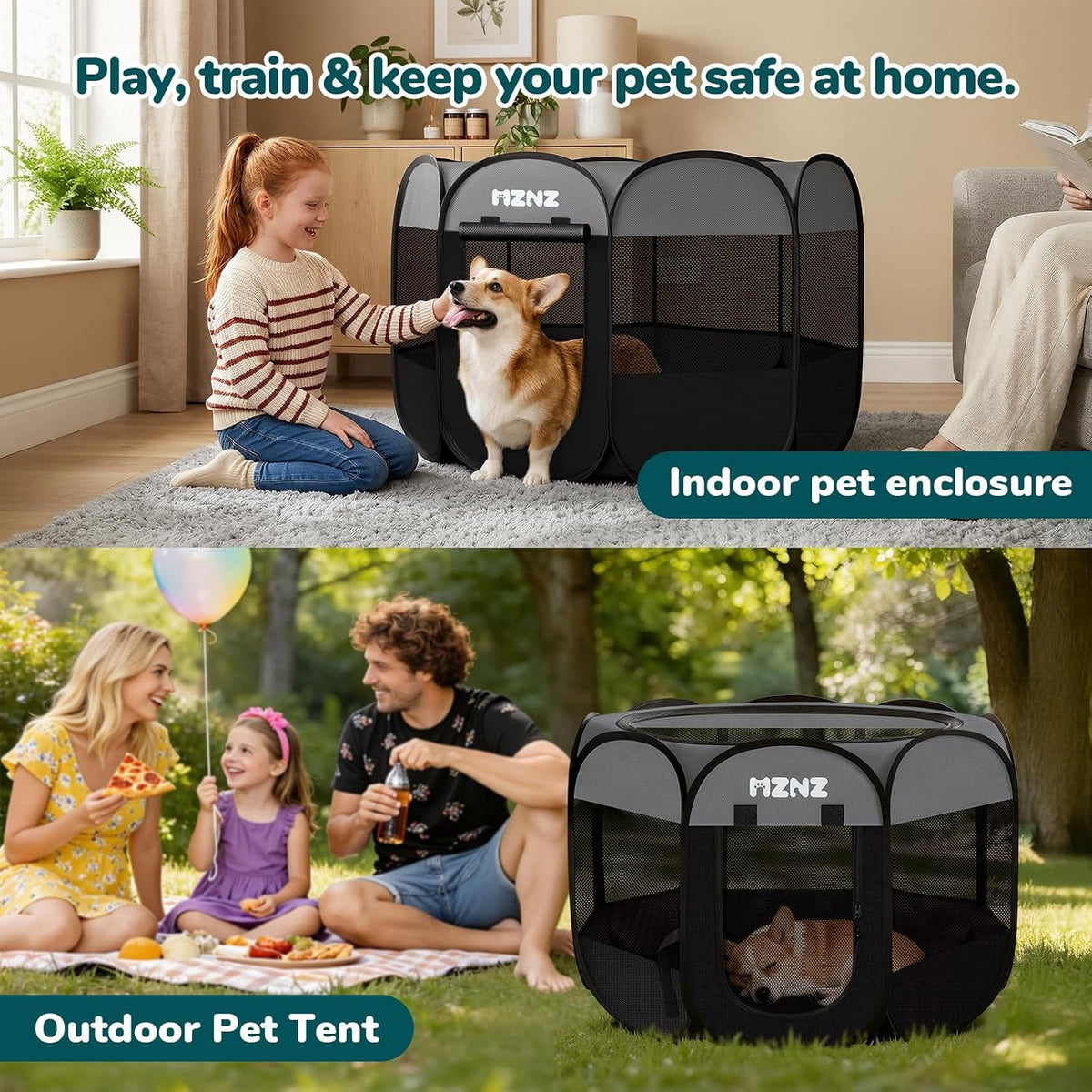 dog cat small animal puppy playpen crate, large showing dimensions
