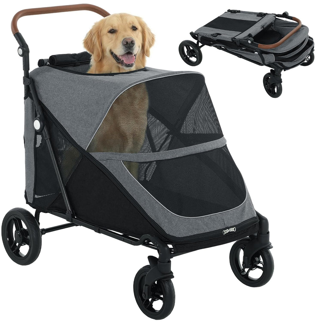 pawhut dog stroller for large dogs one-click folding, main product view