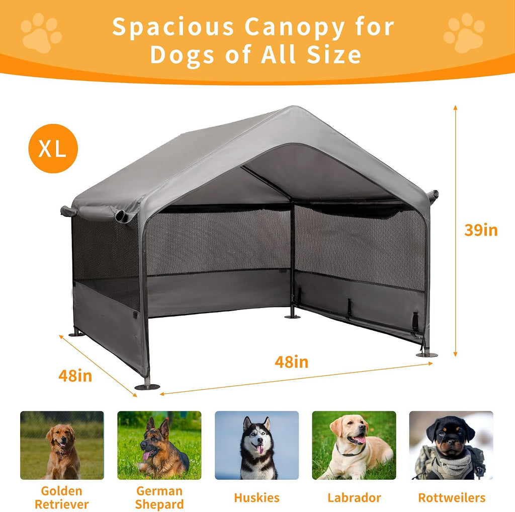 extra large dog house outdoor, 4'x4'x3.3' dog shade, close-up detail