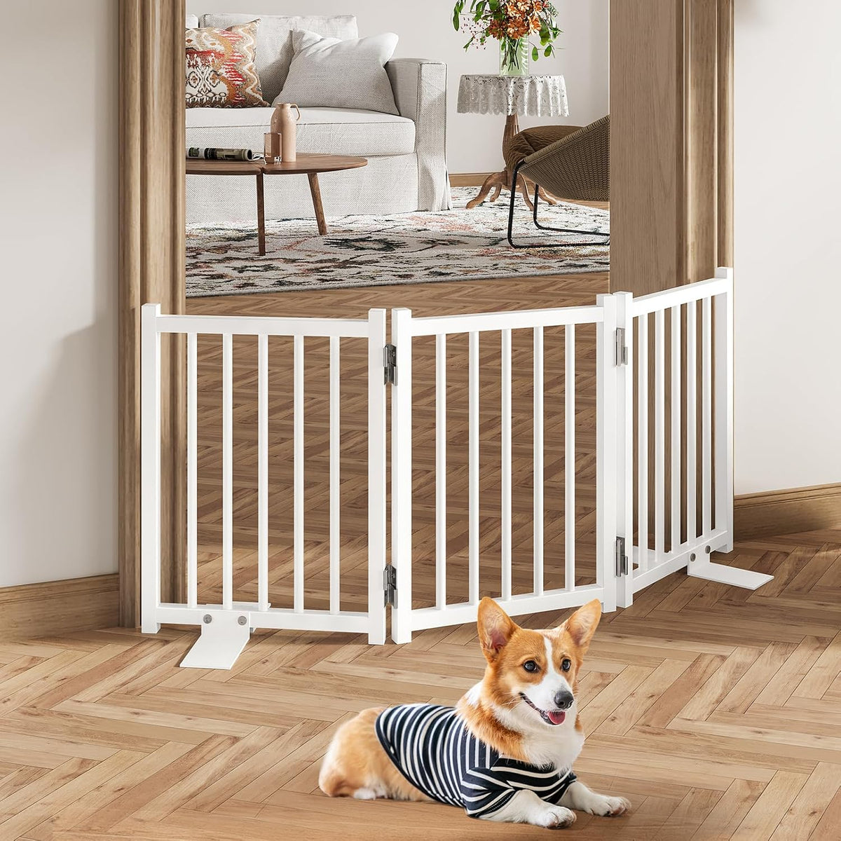 snughome short dog gate indoor, 16" high freestanding, package contents