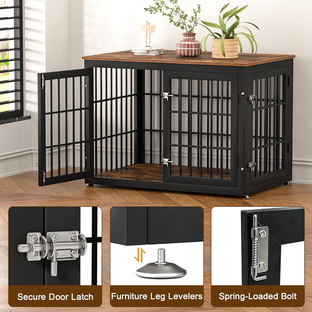 rehomerance 38" heavy duty dog crate furniture for, side view