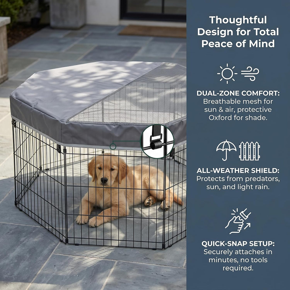 pjyucien octagonal playpen top cover for 24" side, close-up detail