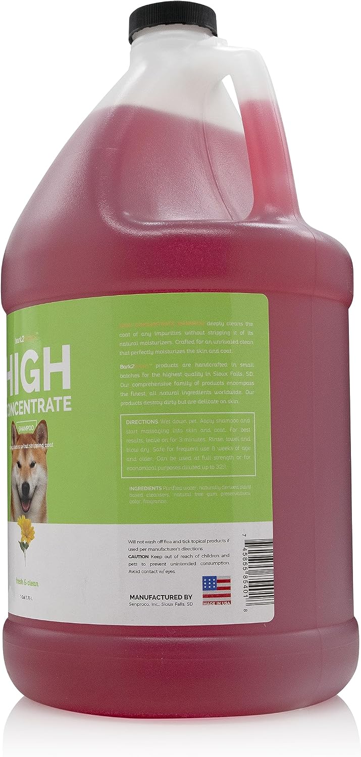 bark2basics high concentrate deep cleaning dog shampoo, 1 shown in use