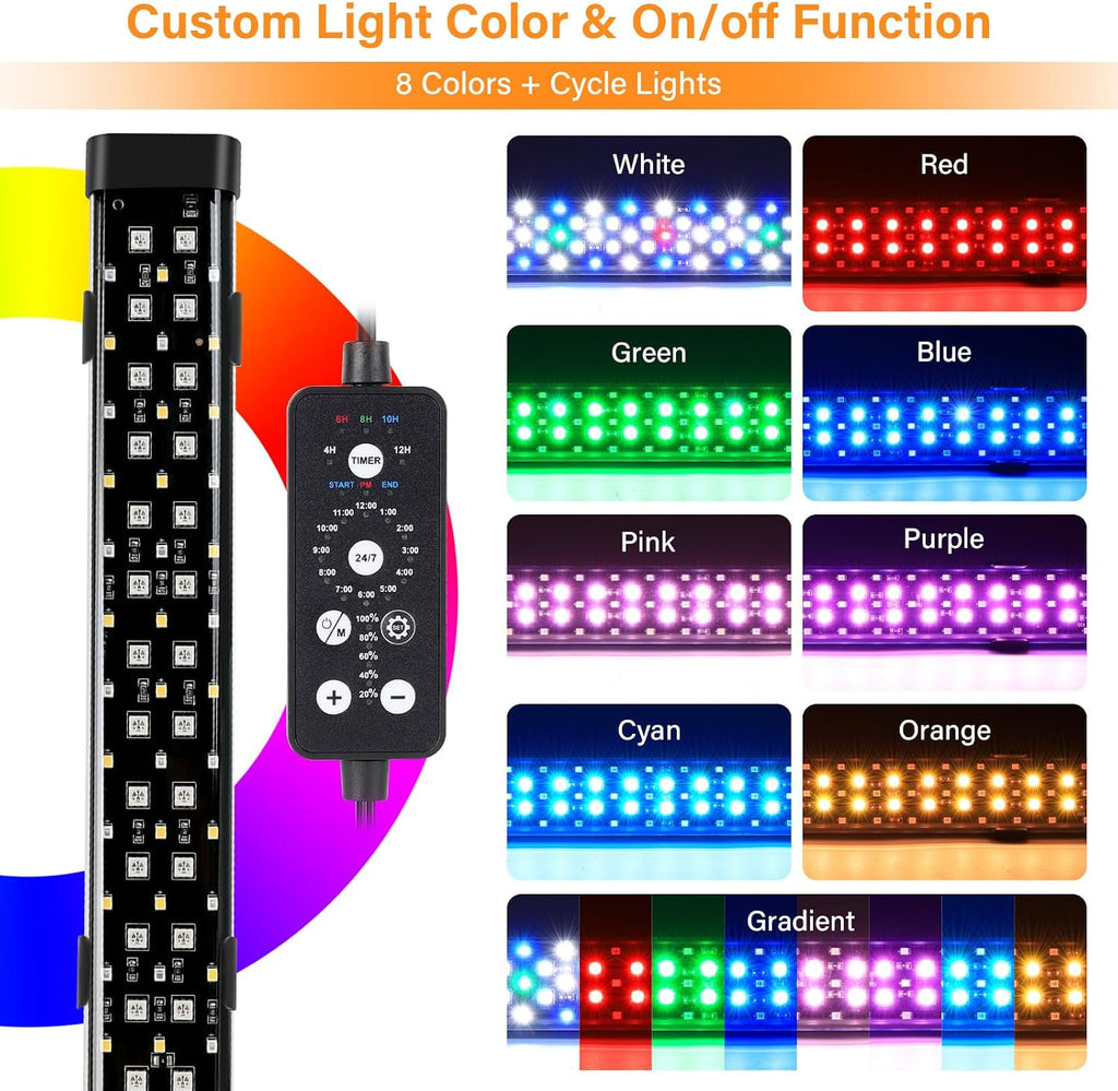 hygger submersible led aquarium light, 24w 26.8 in shown in use