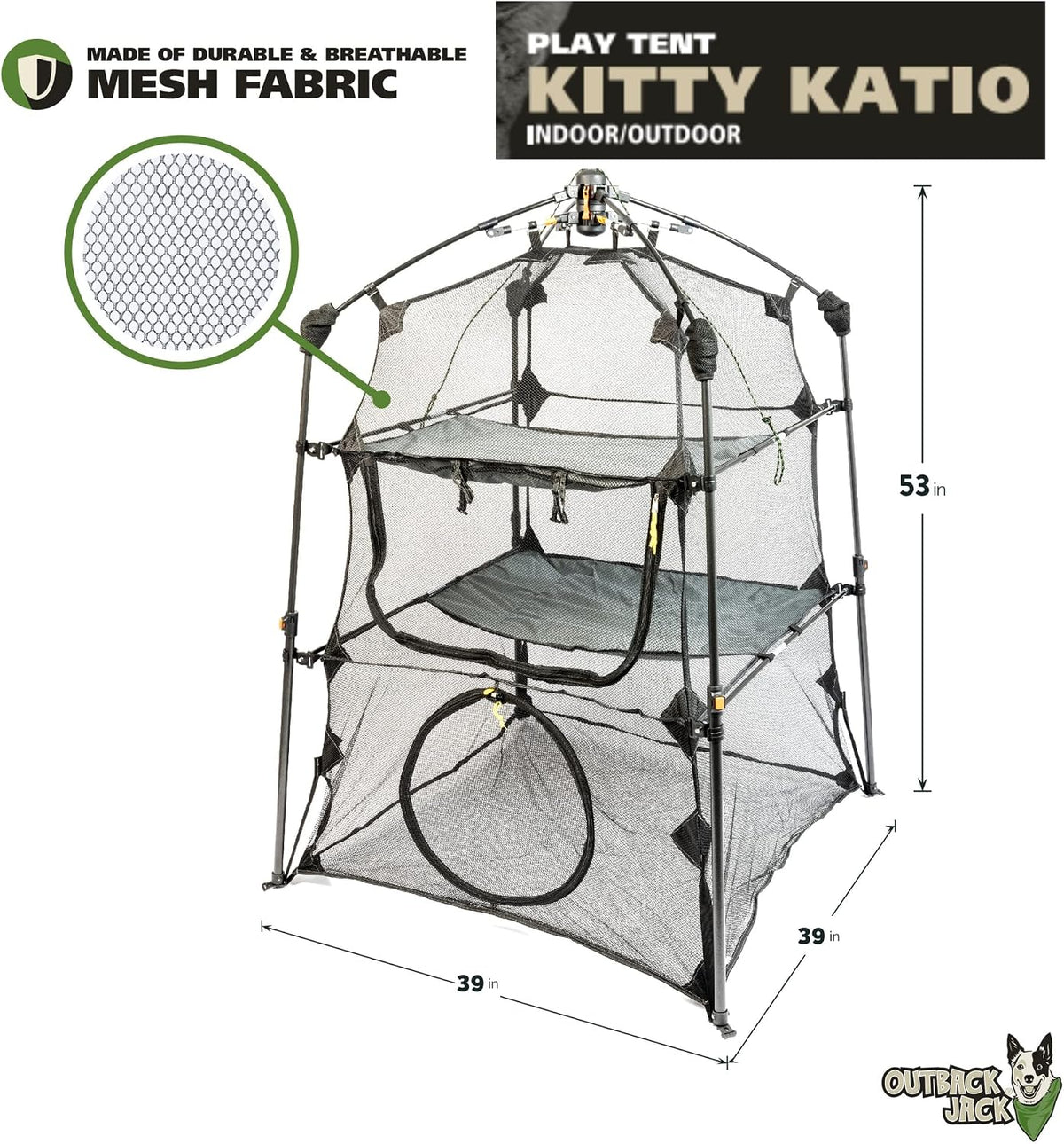 outback jack catio outdoor cat enclosure, portable play, close-up detail