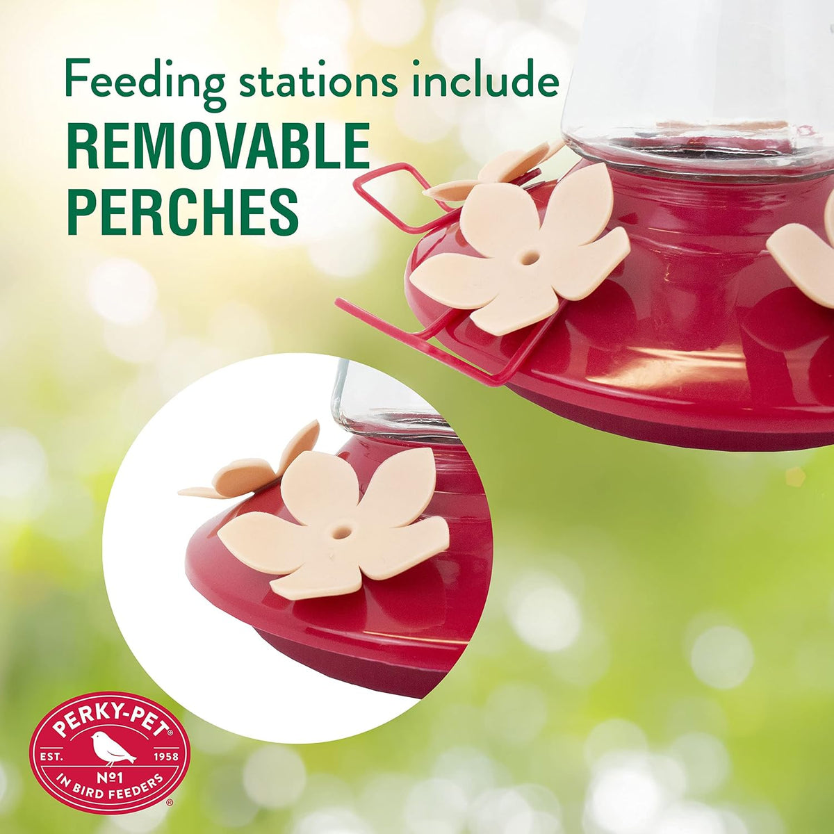 perky-pet 9201-6 top-fill pinch-waist glass hummingbird feeder –, side view