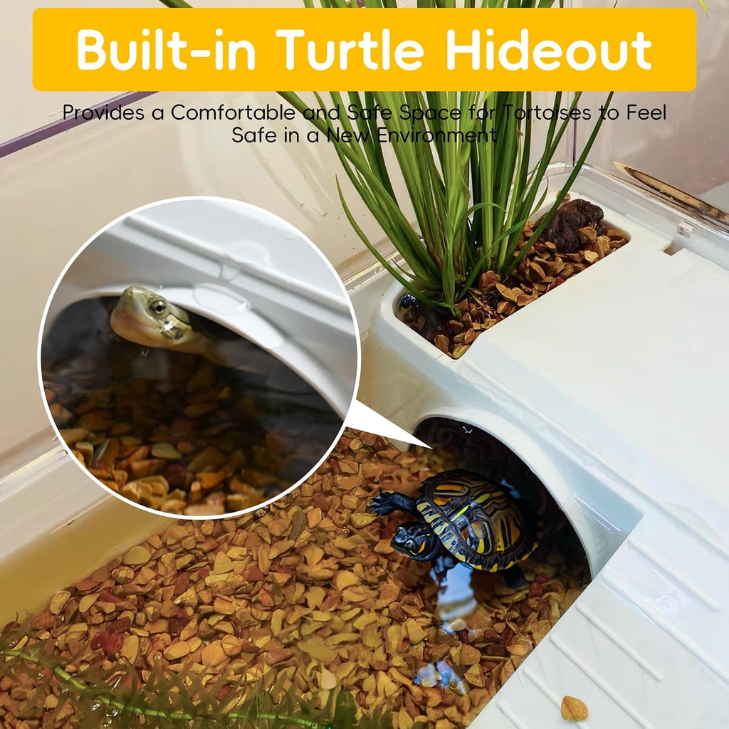 turtle tank starter kit for baby turtle,6.57 gallon on a desk or shelf