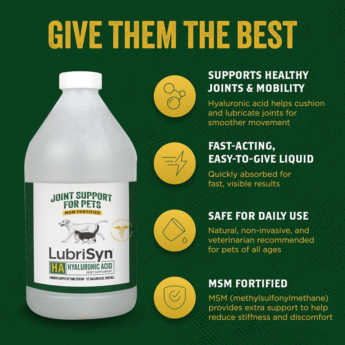 lubrisyn ha hip & joint supplement plus msm, side view