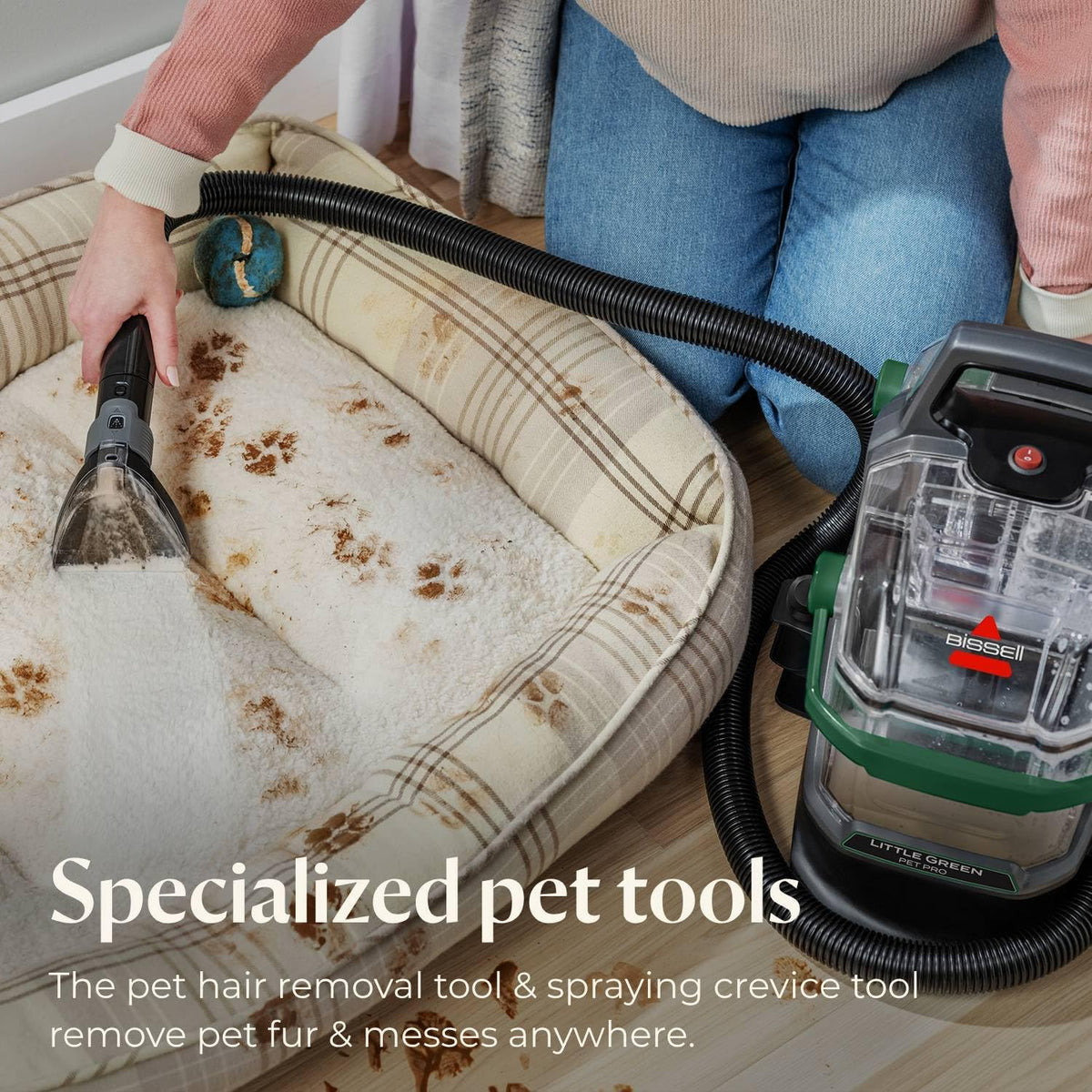 bissell little green pet pro portable carpet cleaner showing dimensions