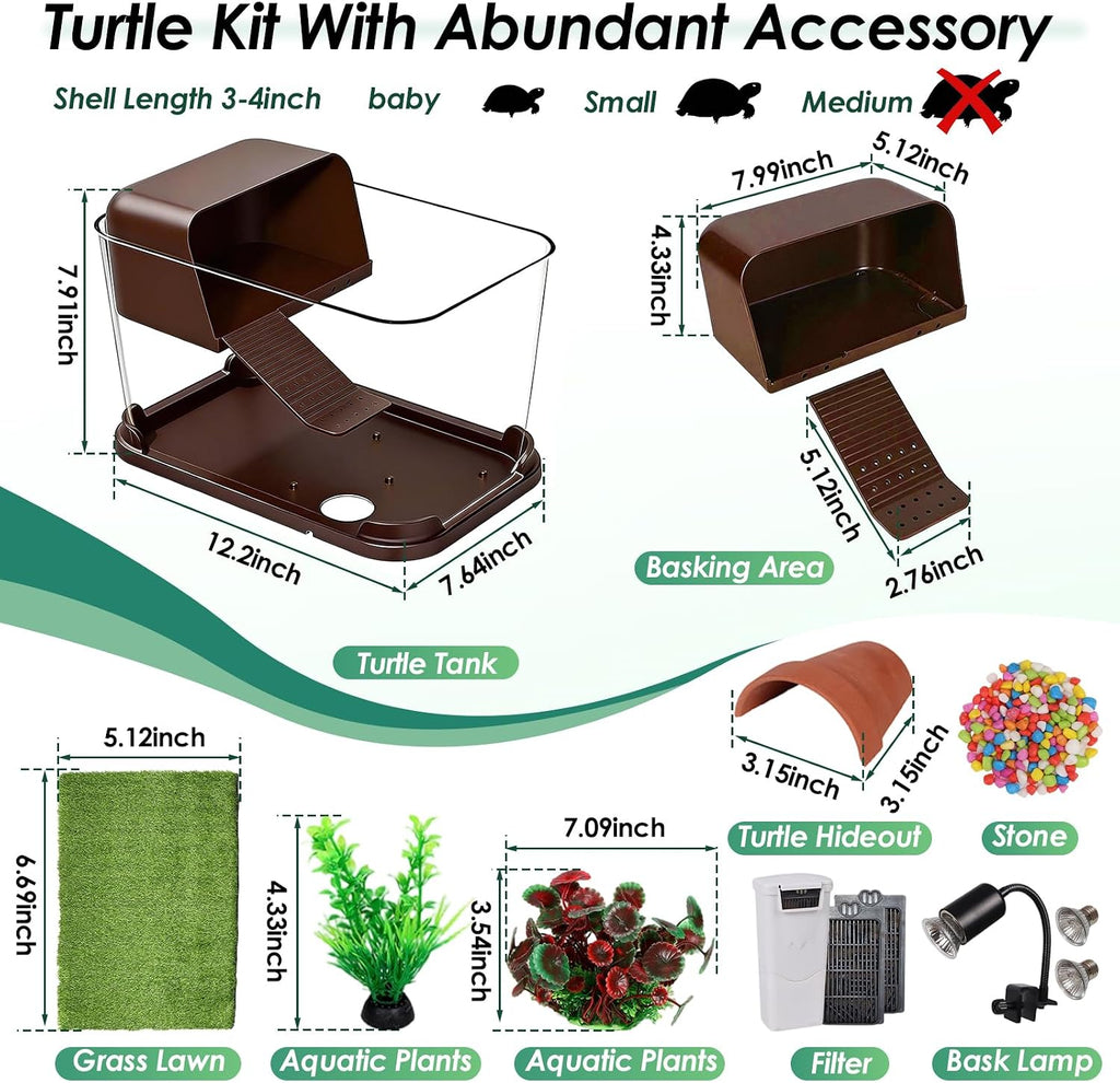 turtle tank starter kit,all-in-one aquatic turtle aquarium habitat shown in use