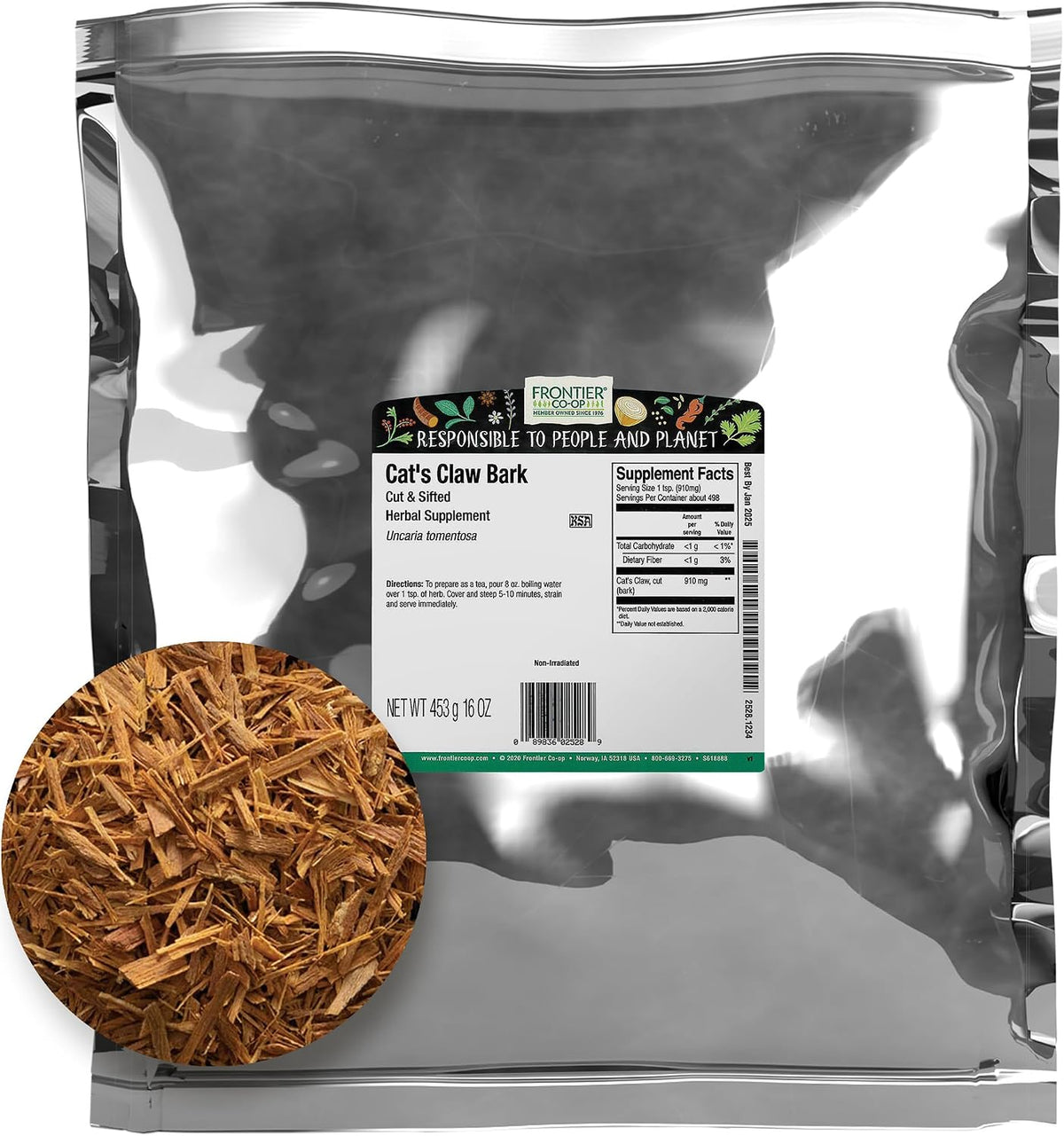 frontier co-op cat's claw bark, 1lb bulk bag, main product view