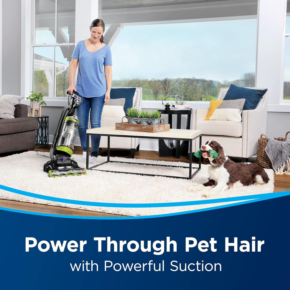 bissell cleanview swivel pet upright vacuum, swivel steering, side view