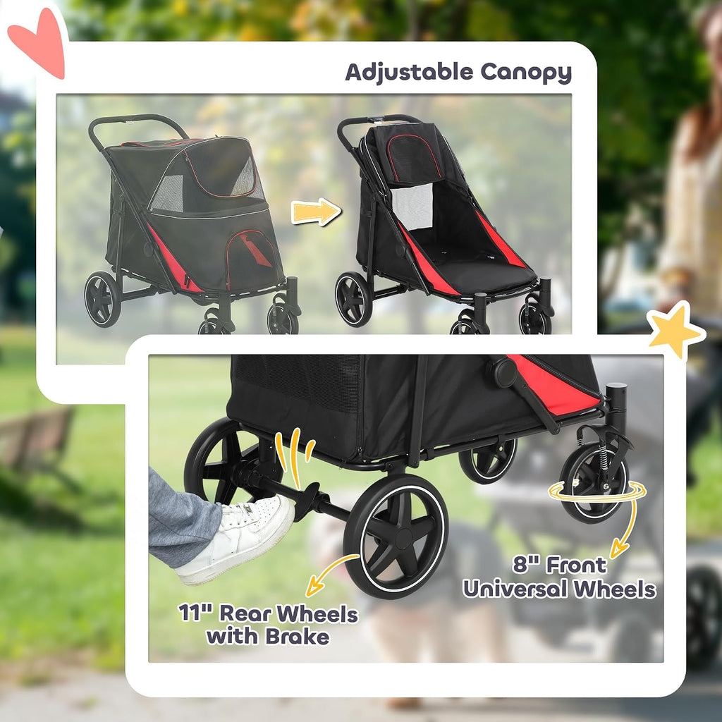 pawhut dog stroller one-click foldable pet cat stroller, package contents