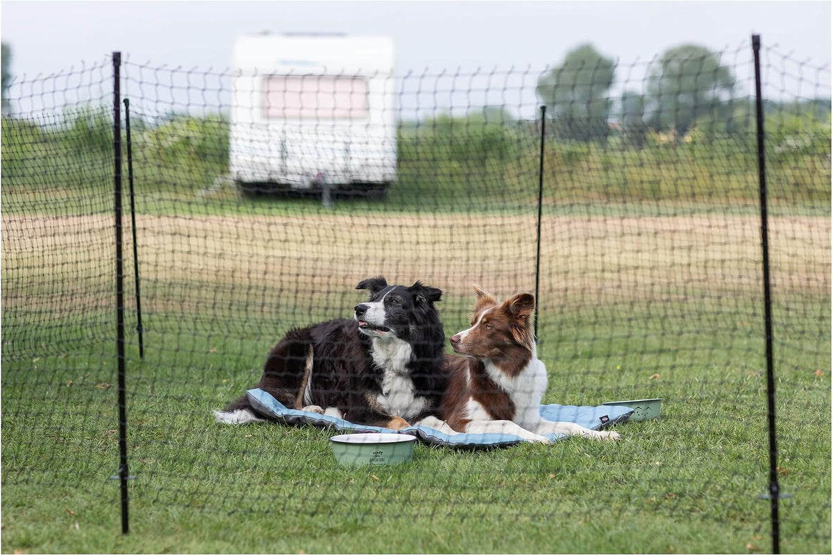 trixie portable pet fence, mesh dog playpen, ideal, side view