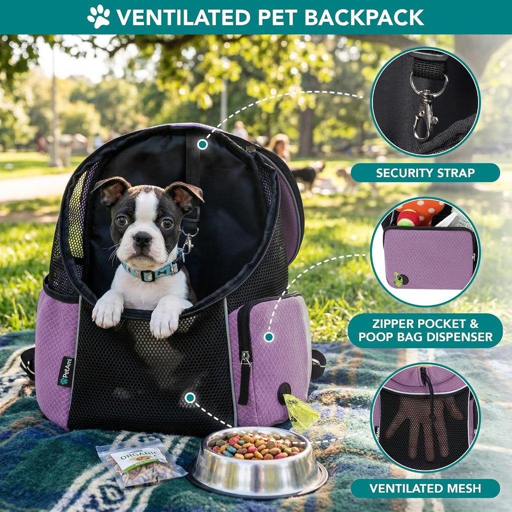 petami dog carrier backpack, hands free front pet, side view