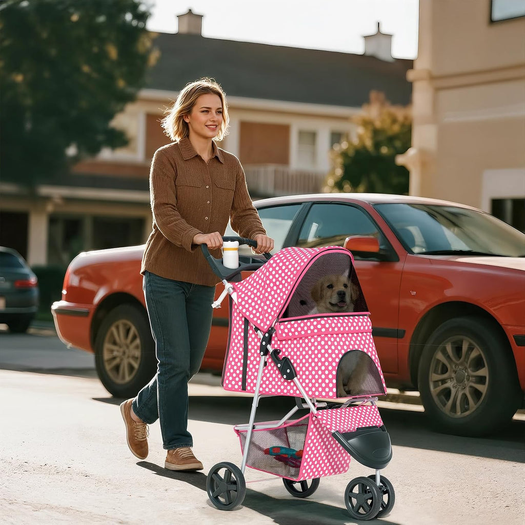 foldable 3-wheel pet stroller for dogs & cats, view 11