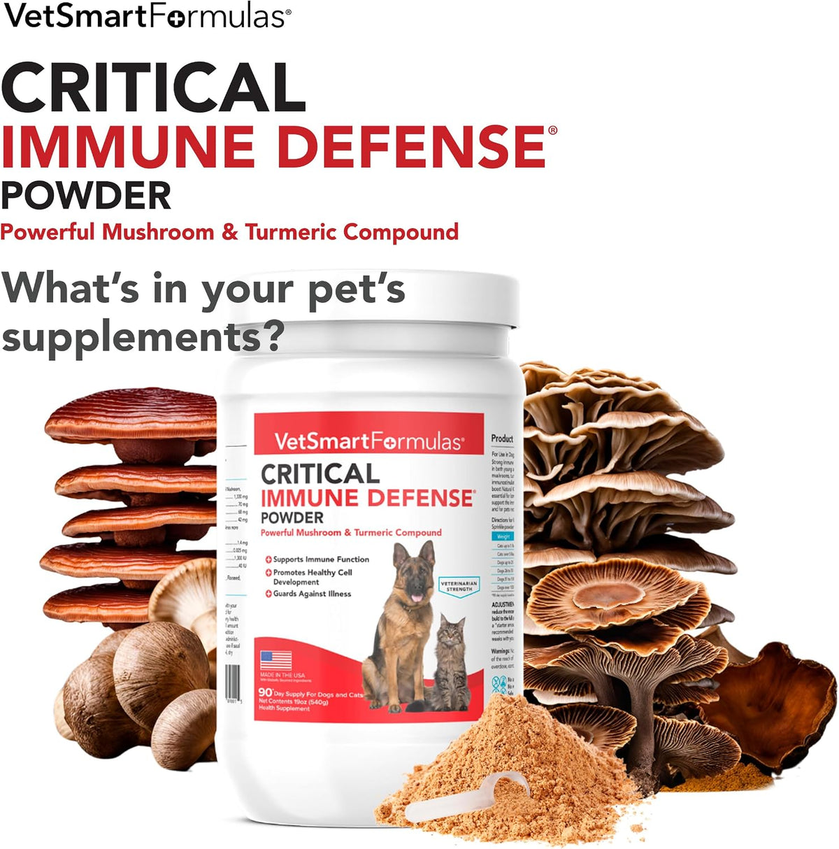 critical immune defense for dogs & cats; supports showing dimensions