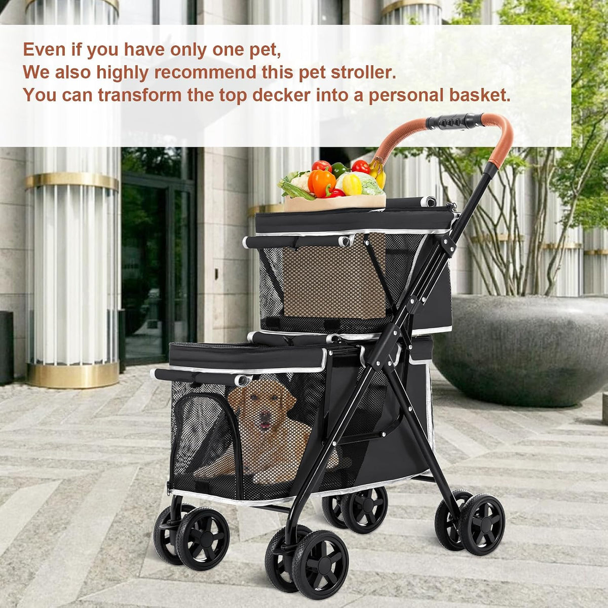 double pet stroller for 2 dogs & cats, package contents