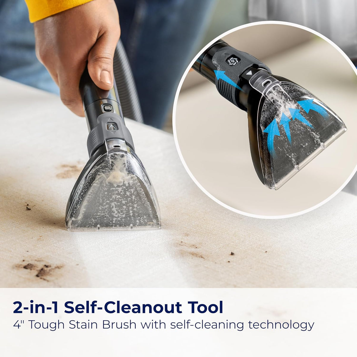 bissell turboclean pet, upright carpet & upholstery cleaner, side view
