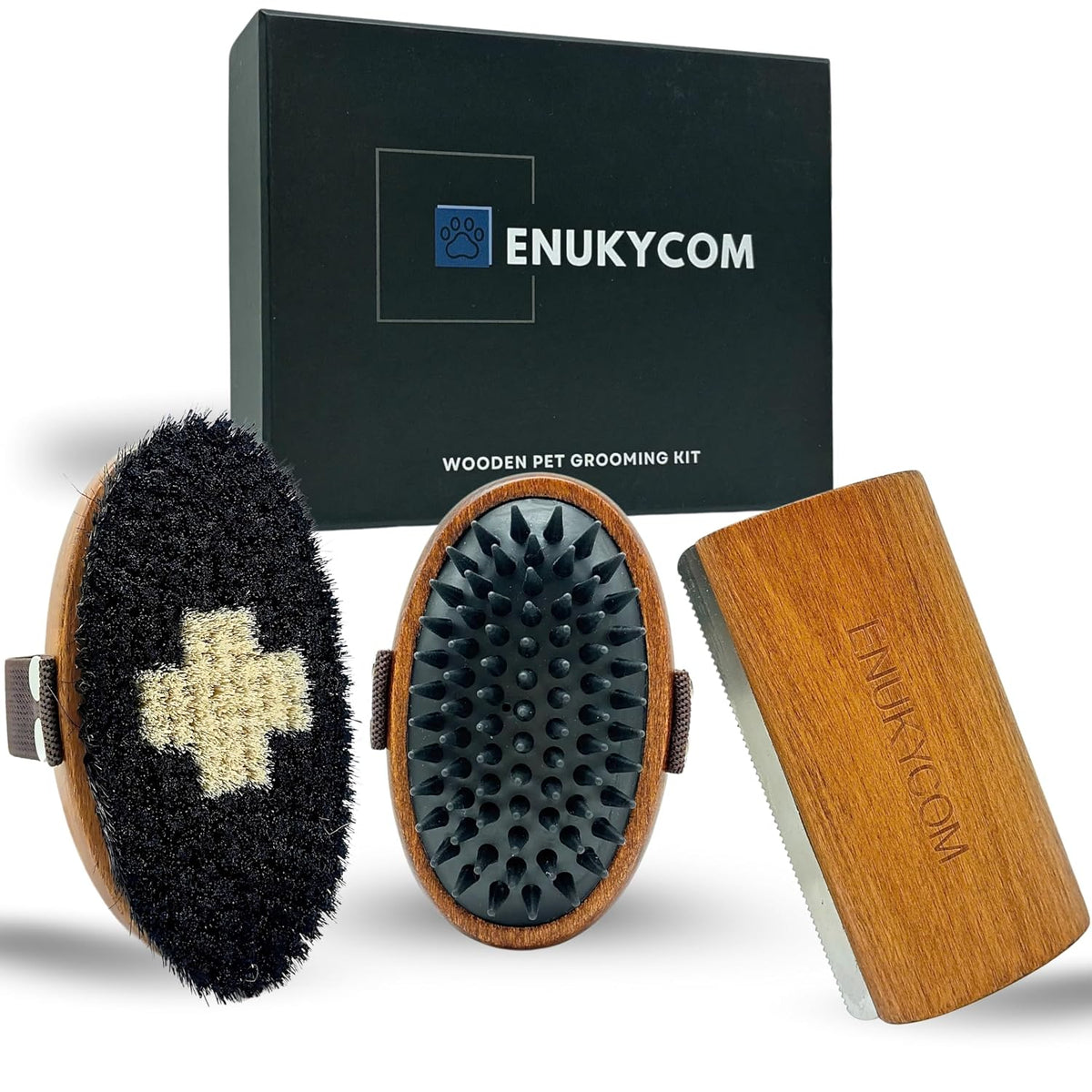dog brush for short haired dogs - wooden, main product view